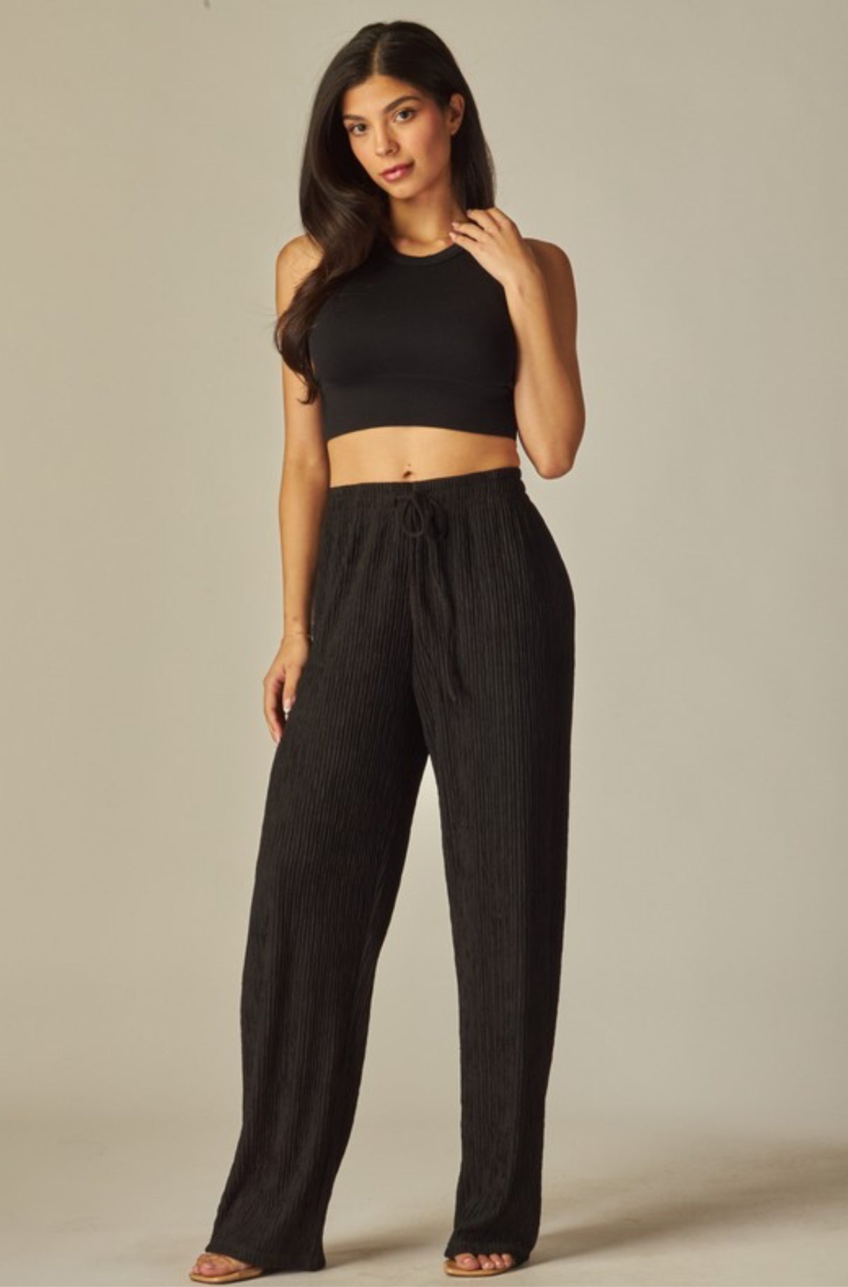 Textured pant - black
